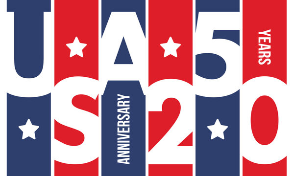United States of America 250th Anniversary. 250 years. USA Independence Day 2026. 4th of July. Graphic with National Flag and Patriotic Stars. Vector