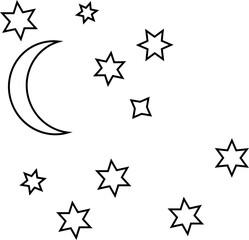Obraz premium Crescent Moon and Stars Line Art