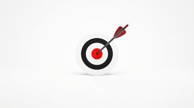 Clean and minimal graphic featuring red arrow within white target signifying focus and exactness