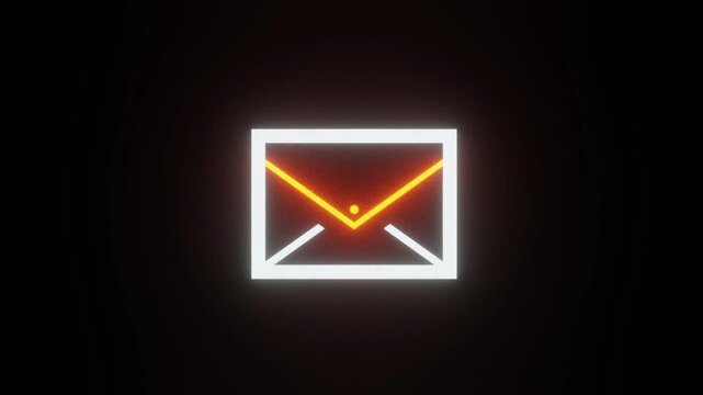 Neon Envelope Icon Glowing Email Message Background
