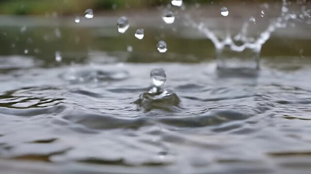 Closeup of water splash in slow motion capturing the moment of impact.