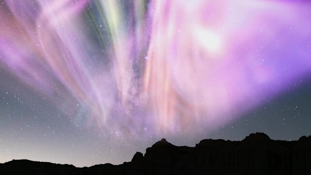 Captivating Aurora and Milky Way Time Lapse Over Cliff