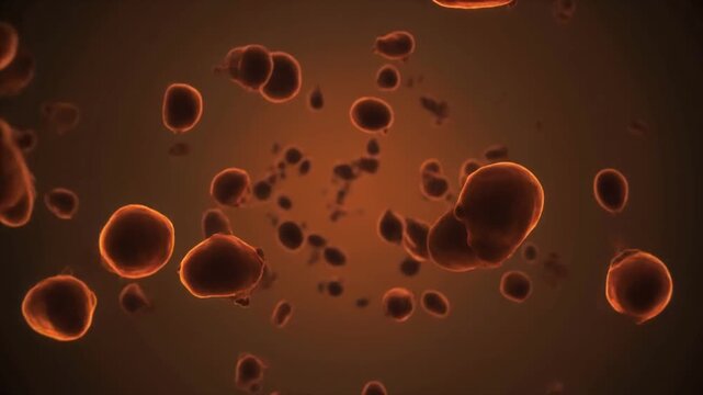 Abstract red blood cells floating in a biological environment illustration