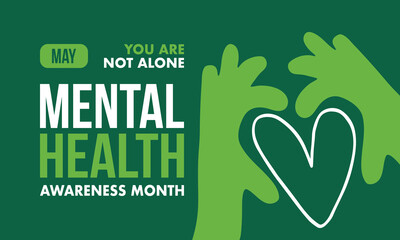 Naklejka premium Mental Health Awareness Month in May. Annual campaign in United States. Raising awareness of mental health. Control and protection. Prevention campaign. Medical health care design. Vector illustration