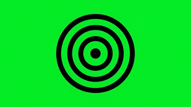 A distinct target or bullseye icon centered on a green screen.