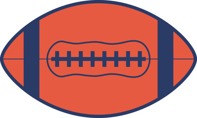Naklejka premium Minimalist American Football Ball Vector Illustration with Bold Navy Blue Outlines and Lacing