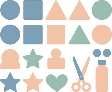 Geometric Shapes and Craft Icons circle square