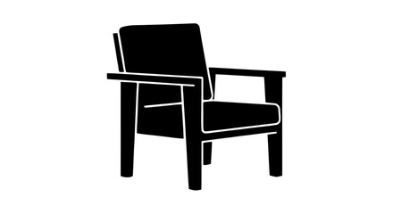 Fototapeta premium Vector illustration&nbsp;of black silhouette of a modern armchair on a transparent background