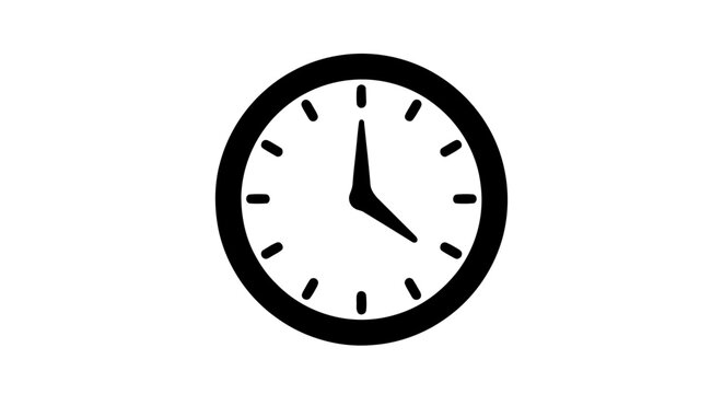 Vector illustration&nbsp;of black clock icon showing four oclock on a transparent background