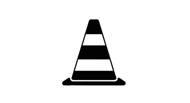 Vector illustration&nbsp;of black traffic cone icon, road construction and safety pylon symbol on a transparent background