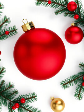 Green Branch with red Christmas Ball