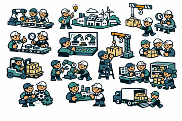 Fototapeta premium Industrial workers collaborating on factory production and logistics tasks