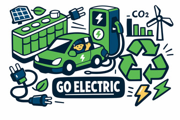 Naklejka premium Go electric with clean energy for a sustainable future