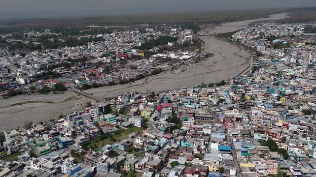 Aerial view of chauda bigha in dhalwala area uttarakhand
