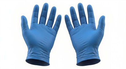 Obraz premium High-Quality Blue Nitrile Medical Examination Gloves Isolated on Pure White Background