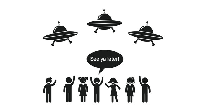 people waving goodbye to ufos in silhouette high quality professional detailed modern elegant stylish clean crisp vibrant colorful digital creative innovative