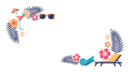 Obraz premium Tropical summer vacation elements frame, transparent background