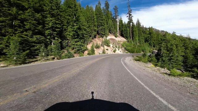 Crater Lake National Park South Section Rim Drive Rim Village to San Notch 03 Front View Driving Plates Oregon USA Ultra Wide