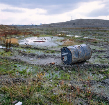Derelict and contaminated site of former large steel works in the West Midlands, UK