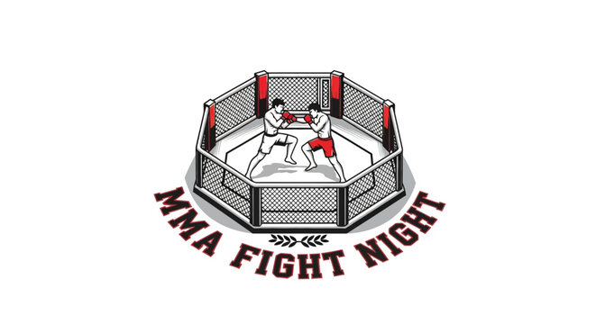 Premium Vector MMA fighters in an octagon cage.