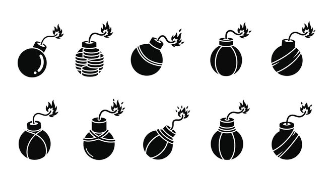 bomb silhouettes with lit fuses on white background silhouette high quality professional detailed modern elegant stylish clean crisp vibrant colorful digital