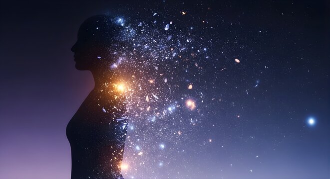 Loss of Control Concept Human Dissolving into Particles Mental Health Illustration
