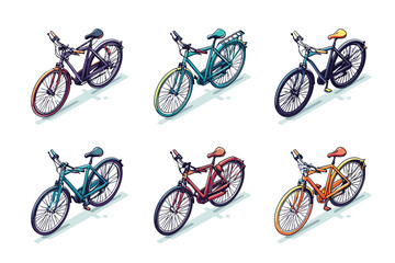 Naklejka premium bicycle isometric set isolated