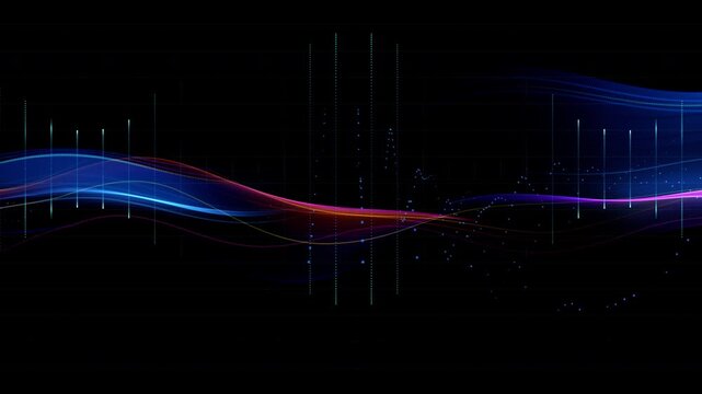 Abstract Colorful Light Wave. Alpha Channel, No Background, Seamless Loop Overlay