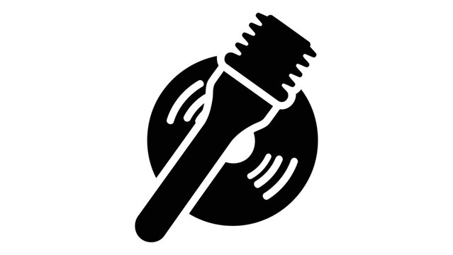 Anti static record brush icon, vinyl cleaning tool for audio equipment maintenance