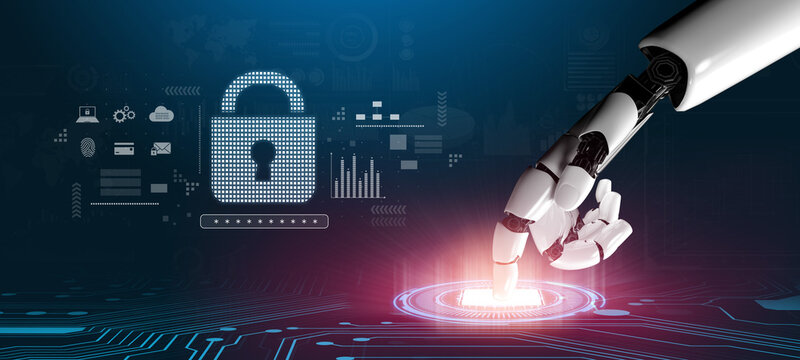 AI-secured system demonstrating multi-layer encryption, identity protection, and password security with modern digital lock interface Vouch