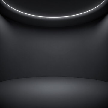 Clean dark grey studio background, smooth infinite curved backdrop, subtle soft spotlight from above, elegant minimalist stage, completely empty, 8k, highly detailed
