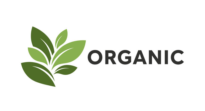 A logo featuring a stylized illustration of green leaves sprouting from a single stem accompanies the word ORGANIC.