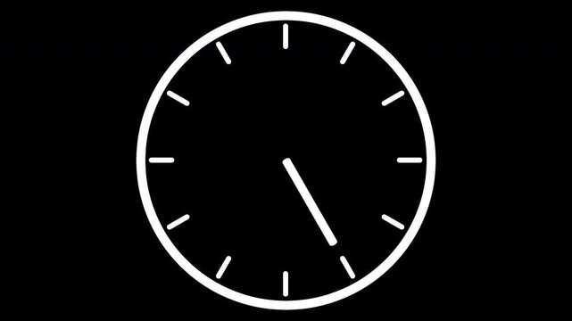 Spinning Analog Clock Fast Motion Animation on Transparent Background, Time Lapse Loop, 4K