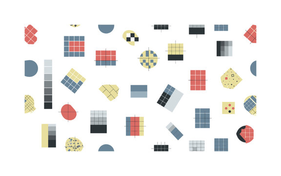 printing marks and color swatches, seamless pattern, repeating pattern, surface design, textile print, color swatches registration marks and test patterns