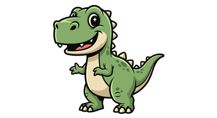 Fototapeta premium A cartoon green dinosaur with a happy expression.