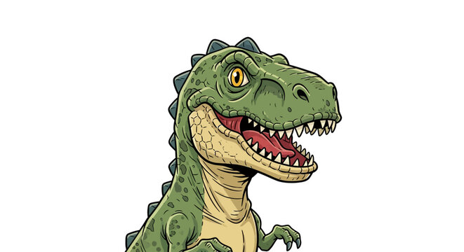 A cartoon illustration of a dinosaur.