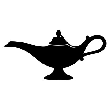 Silhouette of a Magic Genie Lamp.