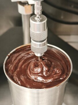 Chocolate sample, chocolate viscosity in a viscometer
