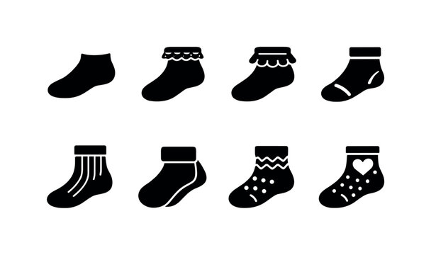 Decorative Socks Set. Filled icon set of Decorative Socks Set: ankle socks, lace trim socks, frill socks,