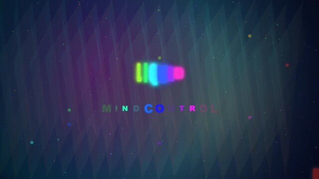 Abstract digital animation with colorful shapes and text for background.