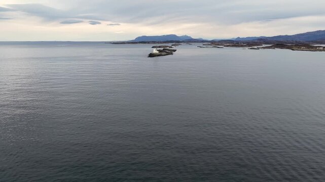 Aerial view of the reefs and islets of Hestskjaera in Avery, Norway.
