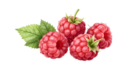 fresh red raspberries, raspberry fruit isolated, berries with leaves, organic raspberry bunch, healthy fruit snack, juicy red berries, farm fresh raspberries, natural sweet fruit, ripe berry cluster,  © mrpixel