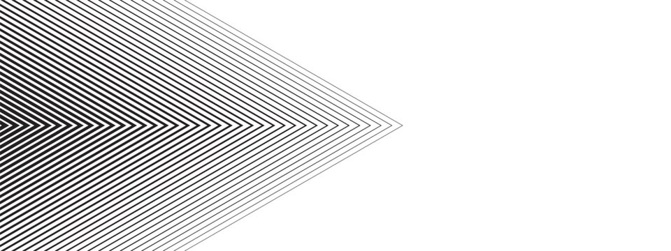 Repeated chevron arrows with different thickness and fade effect. Transition, speed or motion background. Abstract striped geometric print. Dynamic web banner. Vector graphic illustration