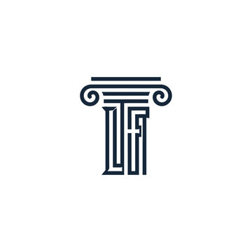 Monogram logo with column design element.