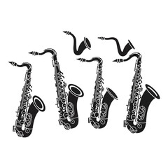 Naklejka premium Vintage Saxophone Ensemble Silhouette