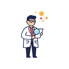 Fototapeta premium Scientist with Magnifying Glass and Clipboard, Research and Discovery
