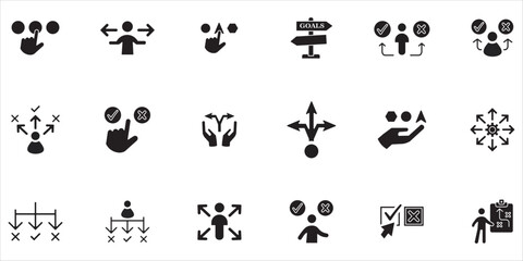 choice icon bundle. direction, choice, solving, option, pick and more. simple solid vector © Nila