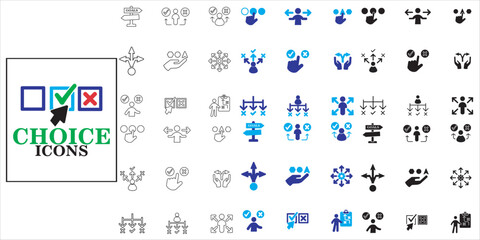 choice icon bundle. dilemma, direction, strategy, solving, option, pick and more. simple complete vector © Nila