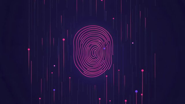 Digital Fingerprint Authentication: A vibrant and modern representation of digital security and authentication, showcasing a stylized fingerprint at the center.