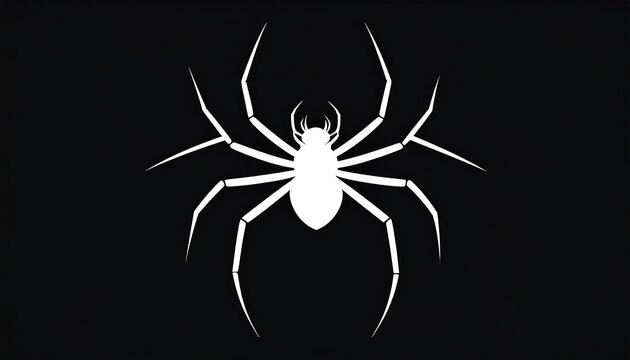 White spider silhouetted against solid black. Legs are long and pointed, body round, creating stark contrast